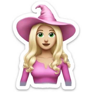 Bonds white witch blonde hair pink pointy hat sticker