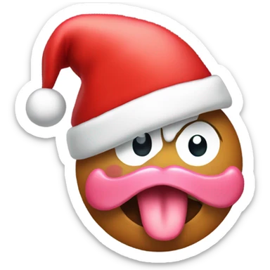 Tongue Sticking out emoji with Santa hat sticker