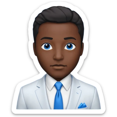 businessman, black skin, black eyes, white suit, blue tie sticker