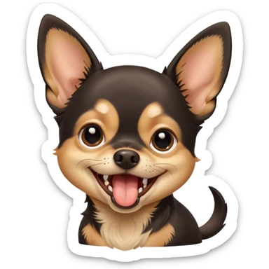 A high-resolution digital illustration of a cute black and tan chihuahua yawning. portrait in a clean, semi-realistic style sticker
