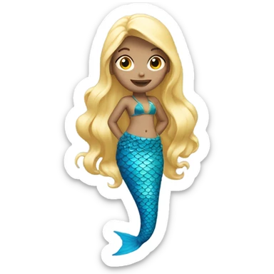 blonde mermaid with blue tail sticker