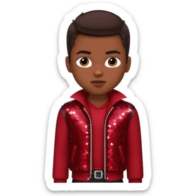 Dylan from Bratz Boyz with medium dark skin, dark brown hair and dark red sequin outfit sticker