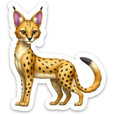 Colorful shiny Caracal-Cheetah-Serval-Trico-Sergal-Vernid-fusion-hybrid-animal-creature, dull body sticker