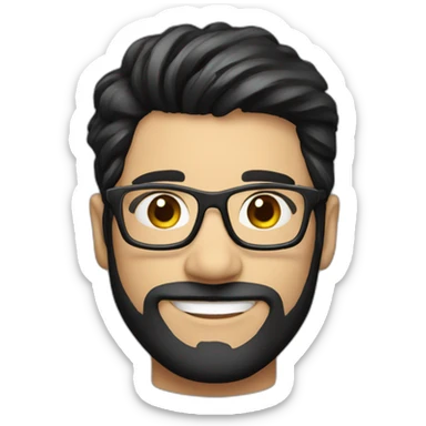 happy computer nerd dark hair sticker