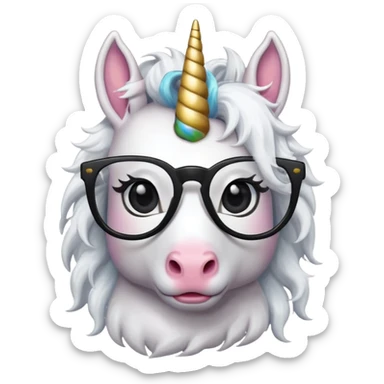 unicorn with black glasses sticker