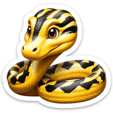 cinematic-cute-anaconda-portrait-emoji,-head-tilted-playfully-and-inquisitively,-with-a-sleek,-shimmering-body-adorned-with-detailed-scale-sriped patterns-and-round,-sparkling-eyes-full-of-wonder,-simplified-yet-irresistibly-adorable-features sticker