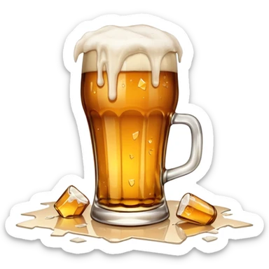 Broken beer glass spilled beer  sticker