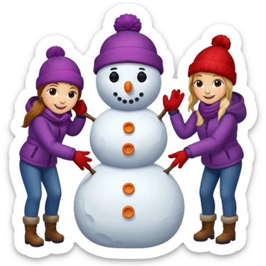 people making a snowman sticker
