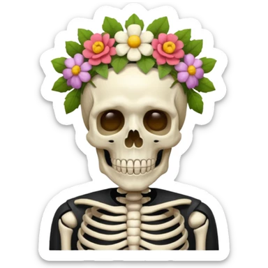 skeleton man with flower crown sticker