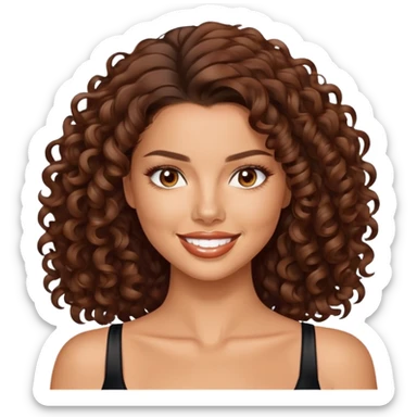 Adriana lima with brown curly hair smiling and brown eyes sticker