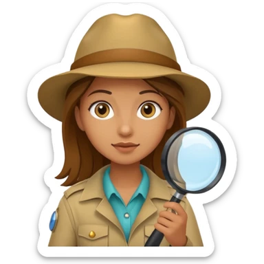 a young female explorer with magnifying glass sticker