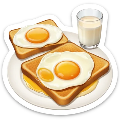 Breakfast ( bread + egg + a glass of milk) sticker