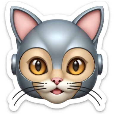 robot looking surprised with cat ears and looks funny sticker