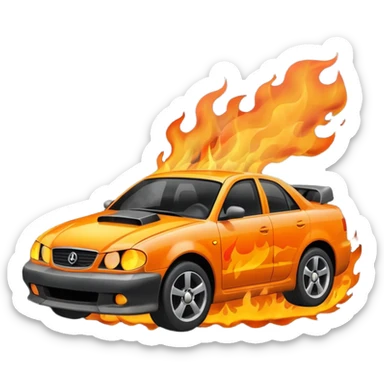 Car on fire sticker