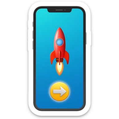 iphone with "start game" sign and starting rocket on the screen sticker