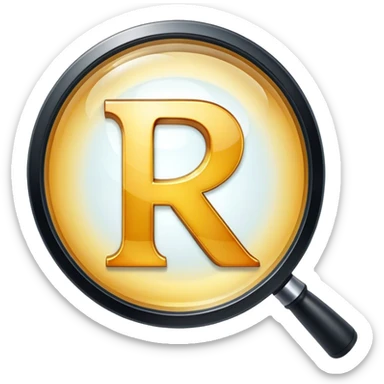 A "R" letter made its a part by magnifier sticker