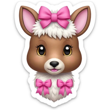 Cute Doe with a pink bow and with flowers in the background  sticker
