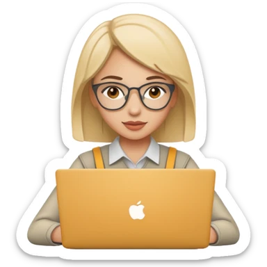 female UX designer with wireframes and laptop sticker