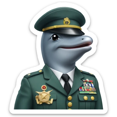 Dolphin in a military uniform sticker