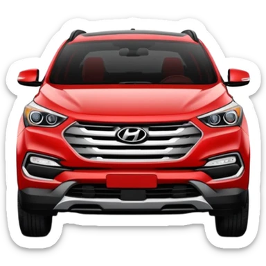 Red Hyundai Santa Fe sport suv black interior front view sticker