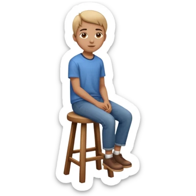 a person sitting on a stool with straight back turn straight body. sticker