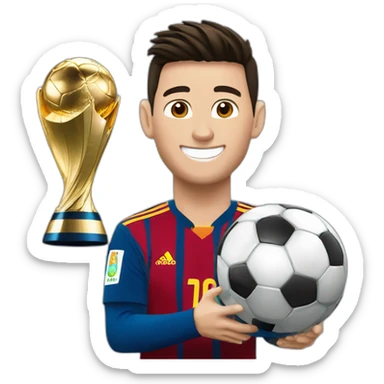 Cristiano avec messi et le trophée de la Coupe du monde sticker