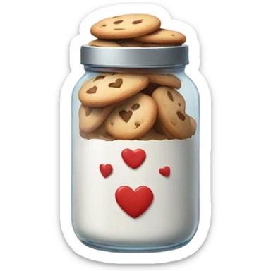 realistic jar with heart shaped cookies sticker