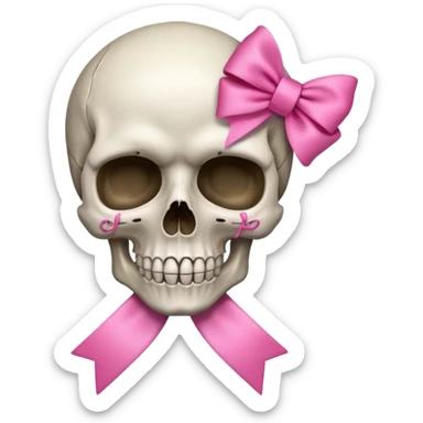 Skull with a pink ribbon sticker