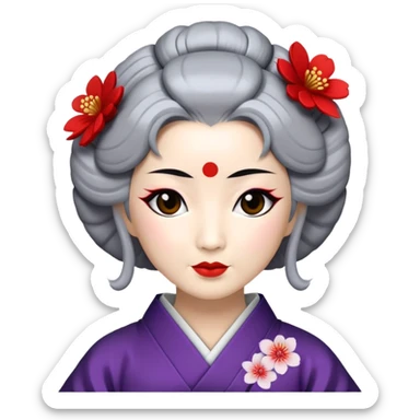 Geisha in her 40s with gray hair sticker