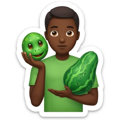 Big black man holding slimy veiny big object sticker