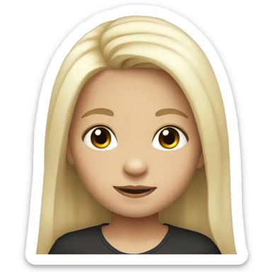 pale toddler black long hair  sticker