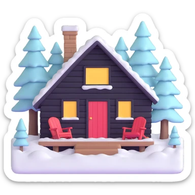 Bon Iver winter cabin in snowy forest sticker