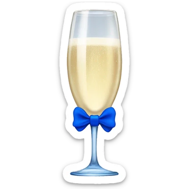 Champagne glass with royal blue bow on stem sticker