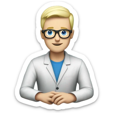 European male, blue eyes, short hair, blond, tech nerd, specs black, pcb desinger   sticker