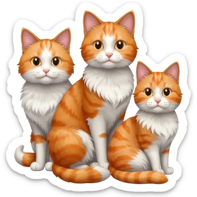 a fluffy grey and white cat sitting with 2 other cats sticker