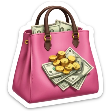 Pink bag full of money  sticker