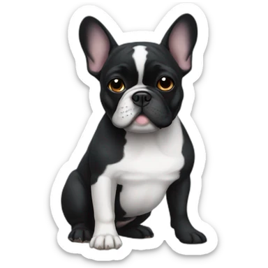 Black French bulldog with black eyes sticker