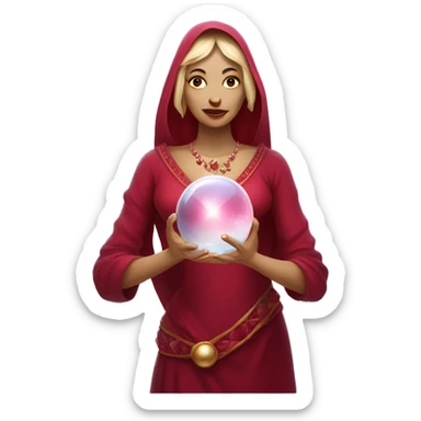  Mystical woman wearing rubies with crystal ball in hand sticker