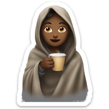 Girl drinking coffee under your blanket sticker