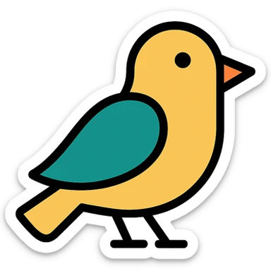 A bird in the style of an icon, color outline sticker