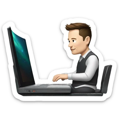 elon musk con un ordenador sticker