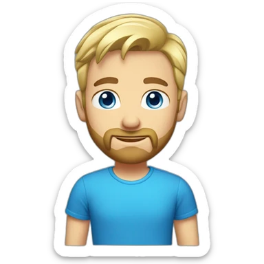 male short blond hair with beard blue eyes in t-shirt sticker