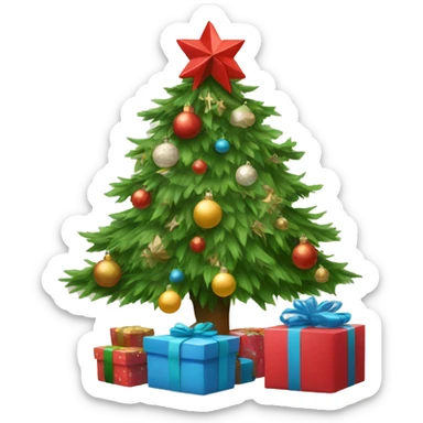 Christmas tree with ornaments and gifts  sticker