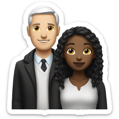 White man and black girl sticker