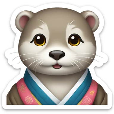 a otter face wearing traditional korean hanbok sticker