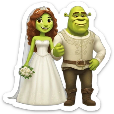 Shrek and Fiona married sticker