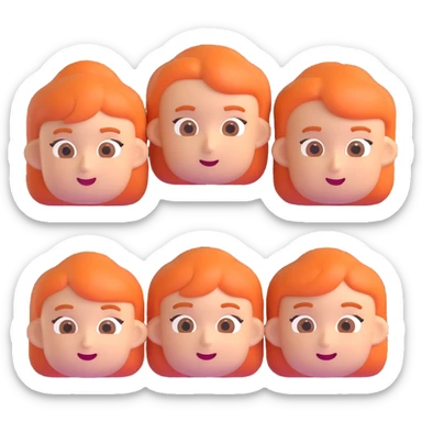 Clone the reference image recreating the four memojis together in the same 3D cartoon style, with the same expressions, accessories, and positions. sticker
