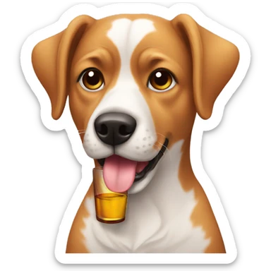 Dog drink wine sticker