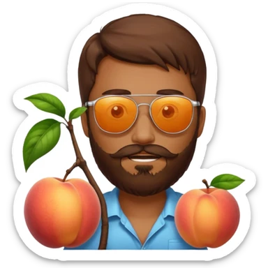 Créer emoji de un homme derrière une pêche avec un lit homme brun avec une barbe  et un lit  sticker