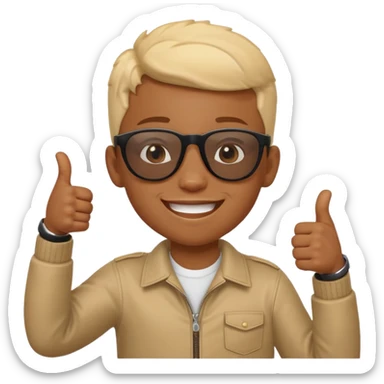 Creat light black kid with this "👍, 👈, 😀, 😎, reaction sticker